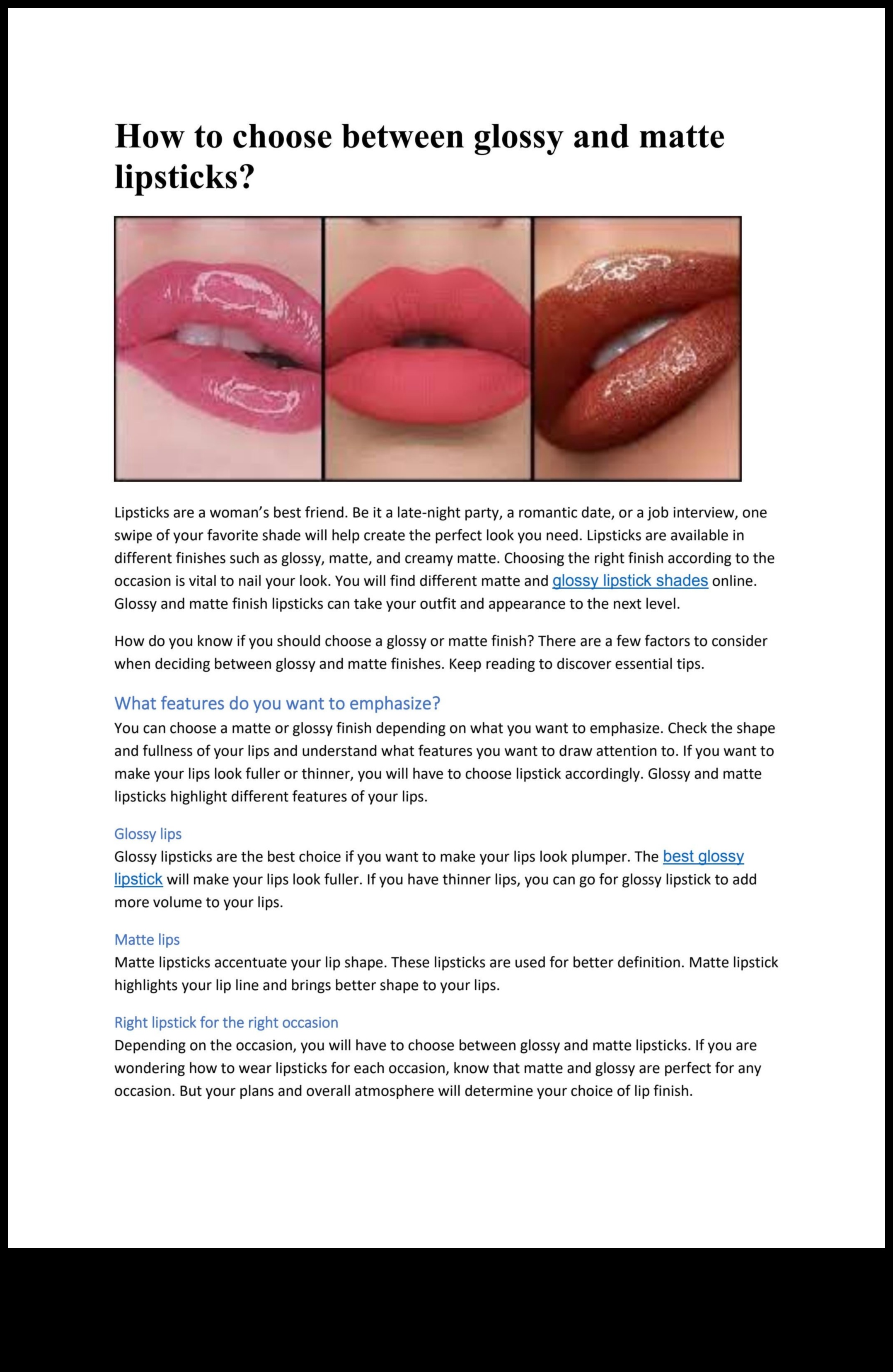 מט או מבריק: בחירת גימור השפתון הנכון למראה שלך